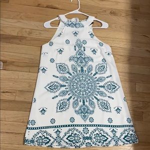 Lulus white and teal summer dress